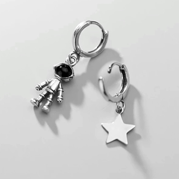 🪐Insta cosmic asymmetric sterling silver earrings - Picture 2 of 6